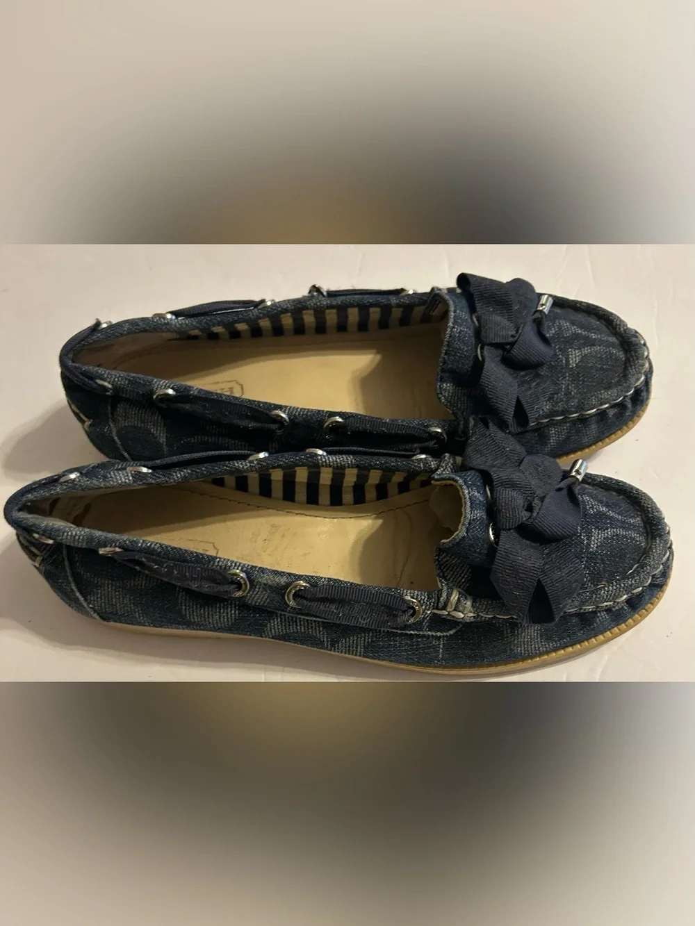 Coach Denim Blue Women’s Bow Moccasin Loafers